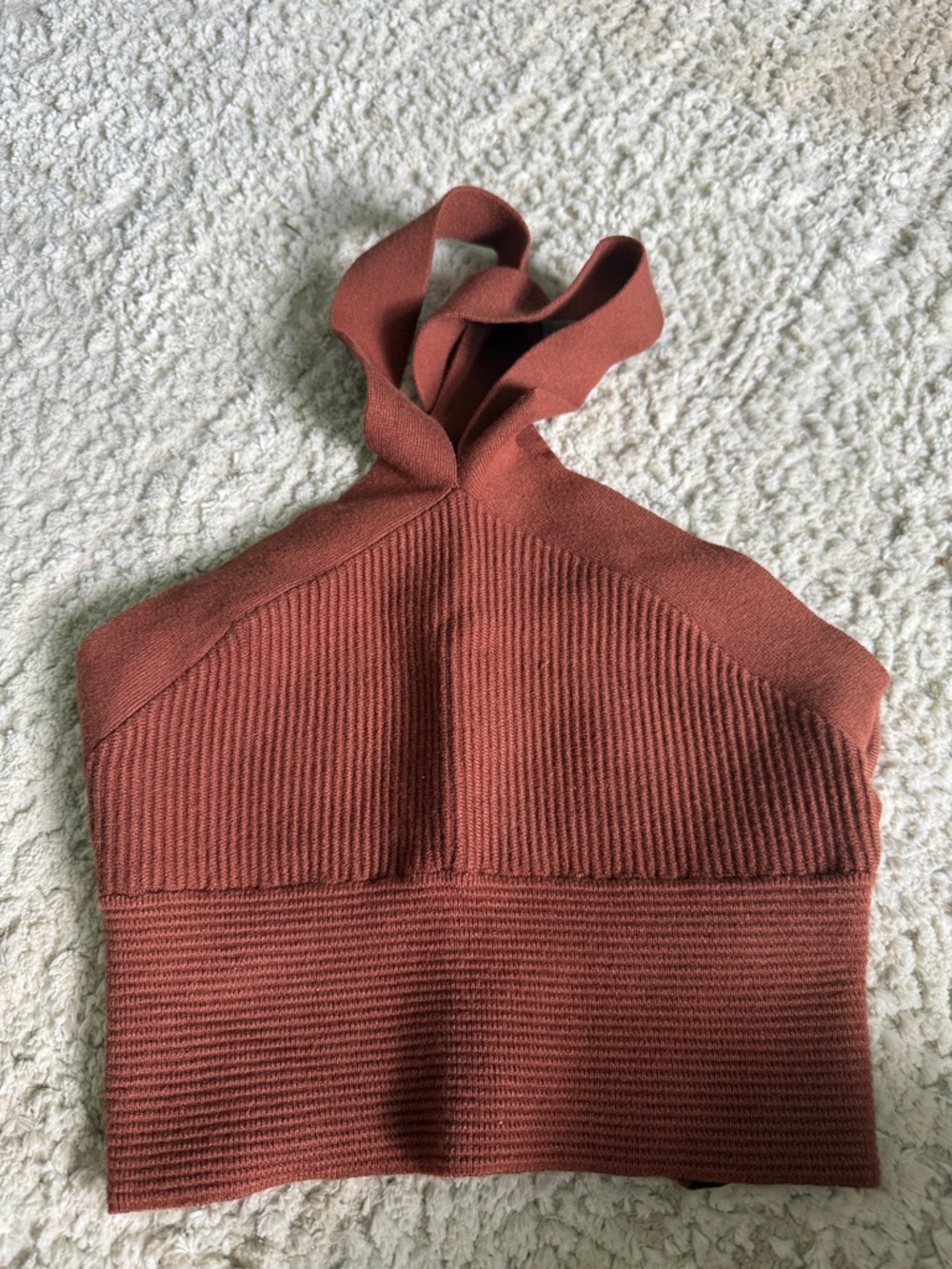 Abercrombie XS Women's Ribbed Halter Sweater Crop Top - Rust